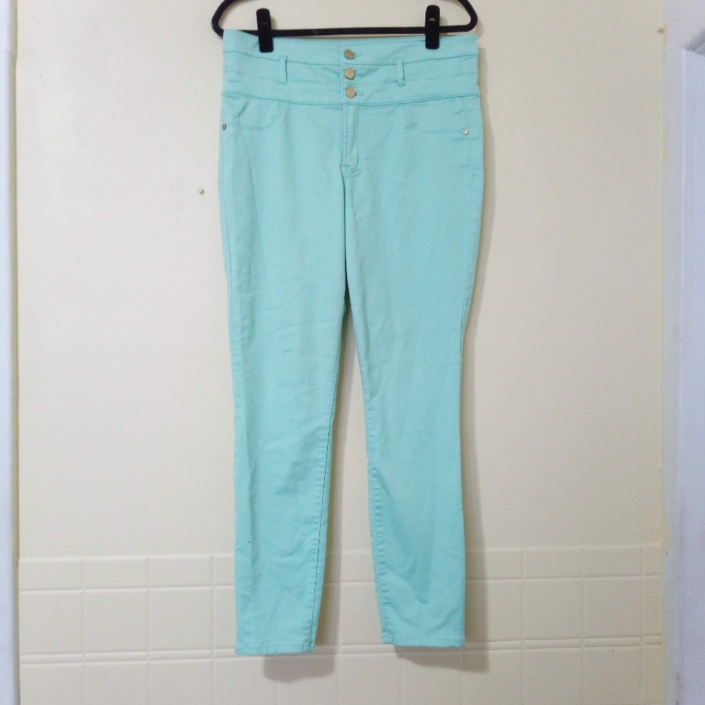 Refuge High Waist Super Skinny Jeans Seafoam 14